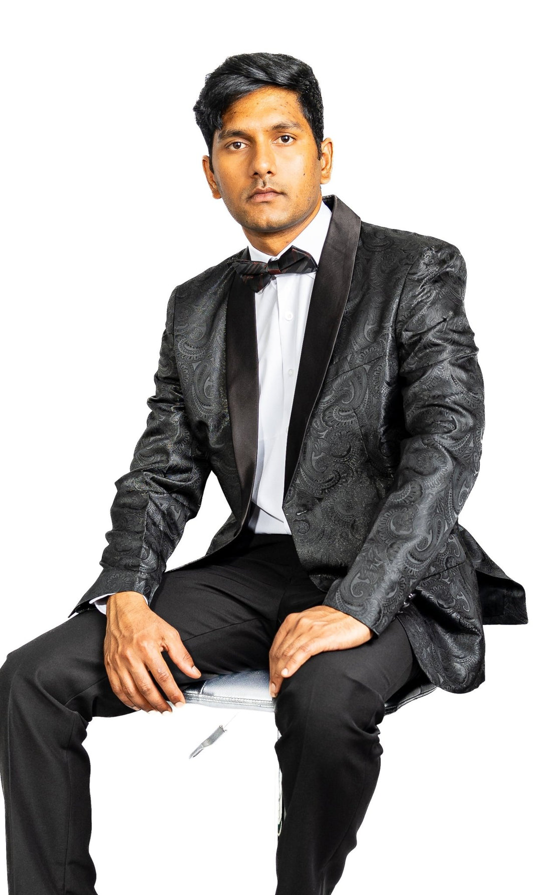 Simon Von Wedding Suit Black Paisley Jacquard Blazer-XX-0021 - SimonVon Shop