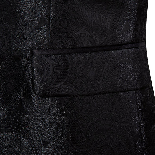 Simon Von Wedding Suit Black Paisley Jacquard Blazer - XX-0021 - SimonVon Shop
