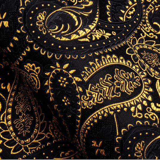 Simon.Von Black Gold Paisley Silk Men's Shirt-CY-0460 - SimonVon Shop