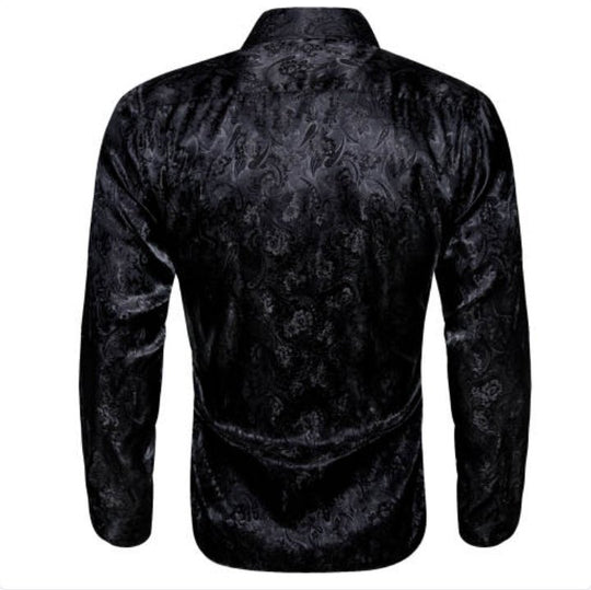 Simon.Von Black Paisley Silk Men's Shirt- CY-0683 - SimonVon Shop