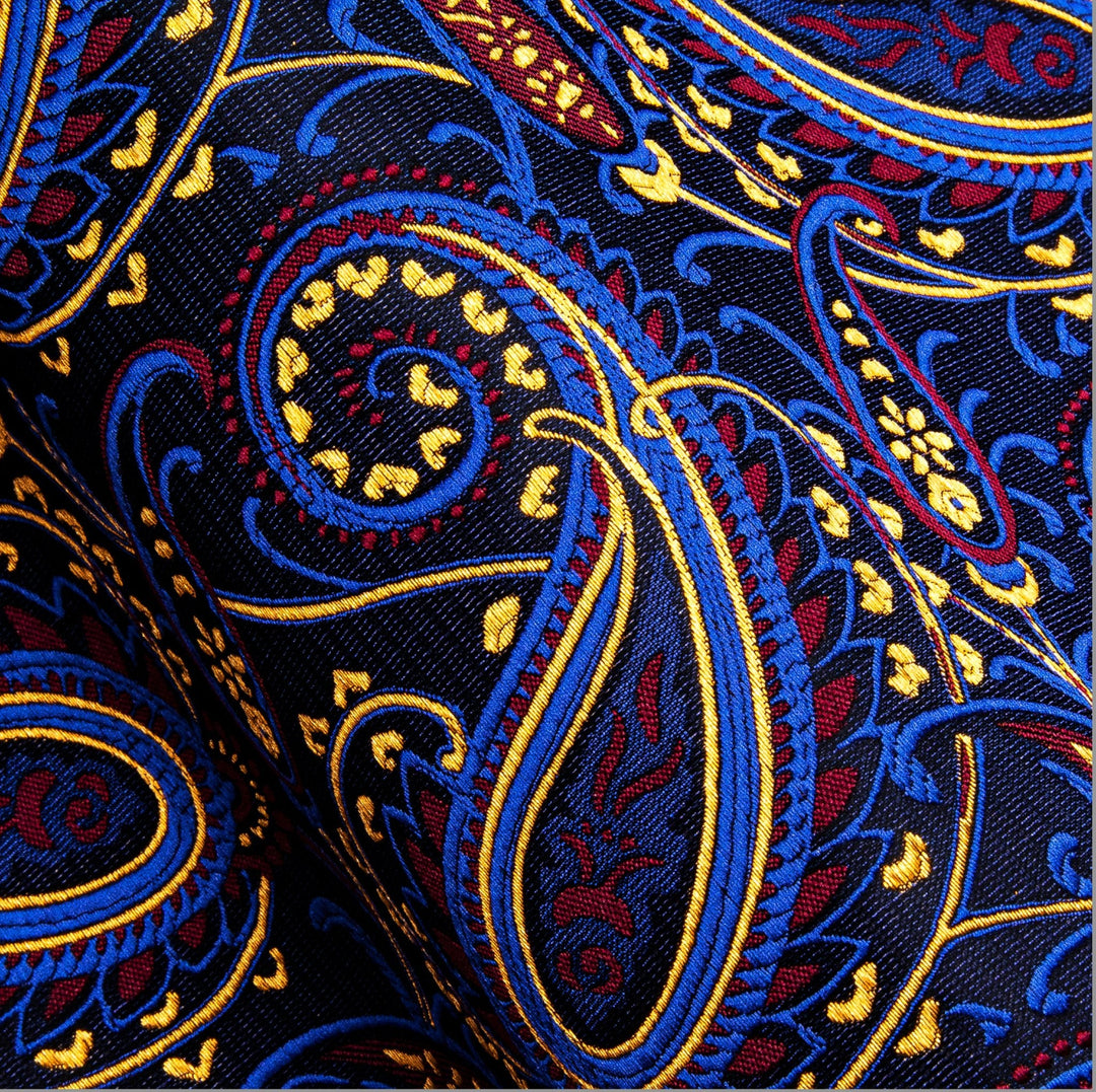 Simon.Von Blue Gold Paisley Silk Men's Shirt-CY-0461 - SimonVon Shop