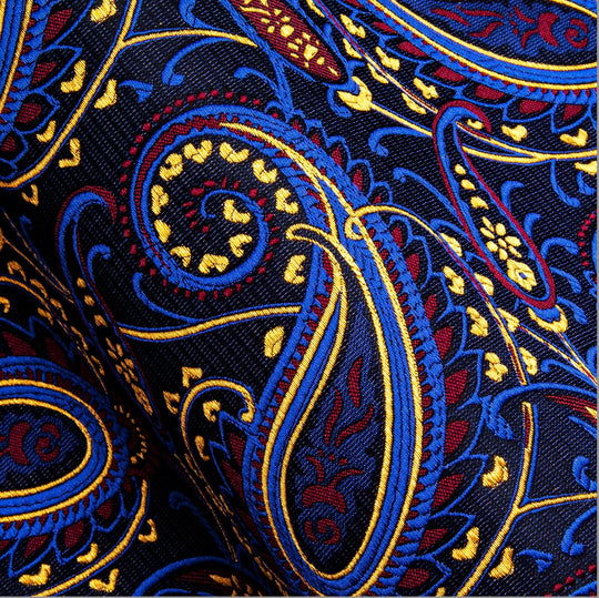 Simon.Von Blue Gold Paisley Silk Men's Shirt-CY-0461 - SimonVon Shop