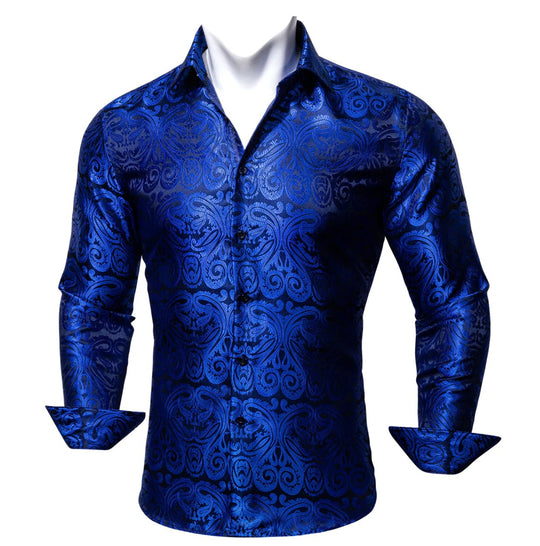 Simon.Von Blue Paisley Silk Shirt- CY-0404 - SimonVon Shop