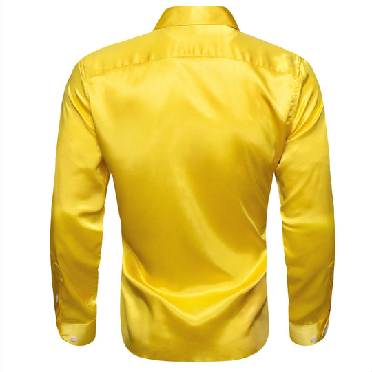 Simon.Von Bright Yellow Solid Silk Shirt- CY-0514 - SimonVon Shop