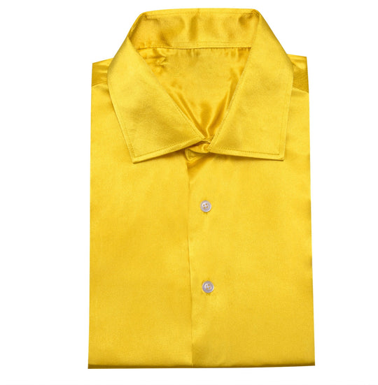 Simon.Von Bright Yellow Solid Silk Shirt- CY-0514 - SimonVon Shop