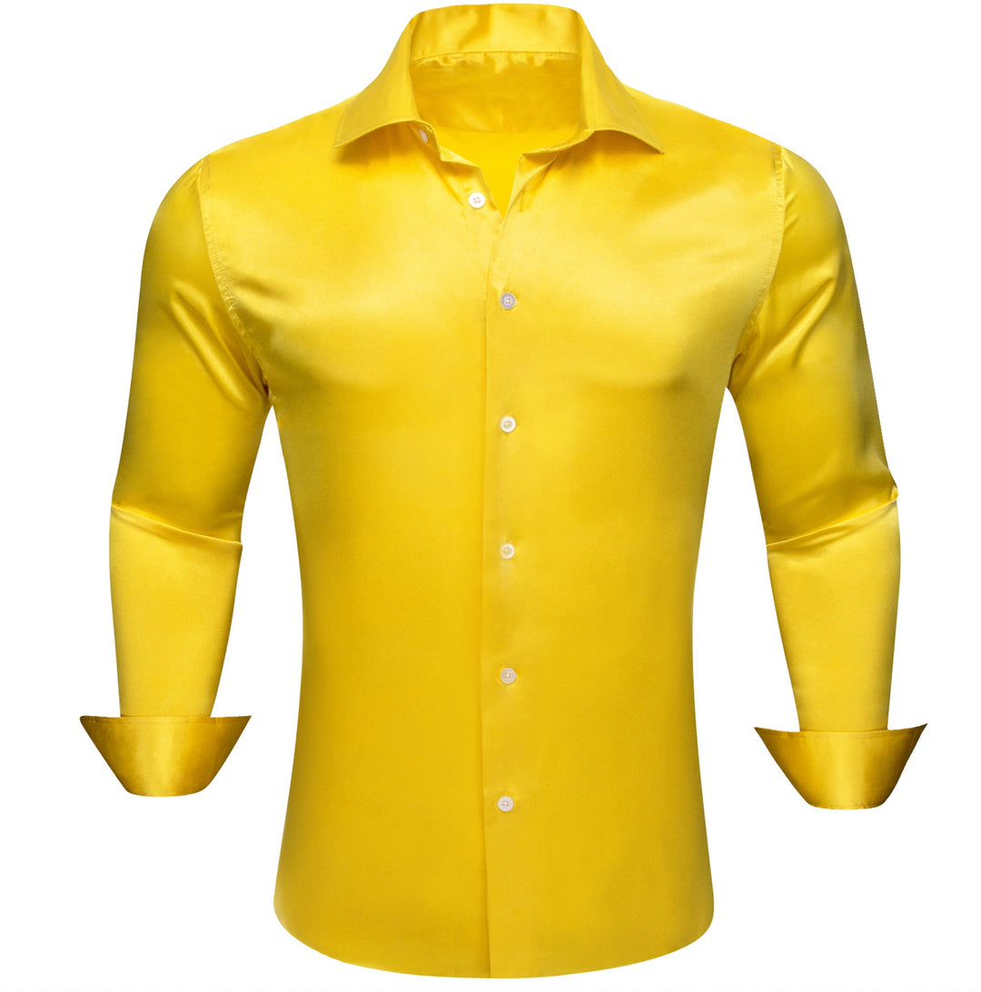 Simon.Von Bright Yellow Solid Silk Shirt- CY-0514 - SimonVon Shop