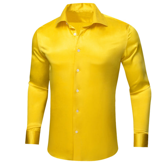 Simon.Von Bright Yellow Solid Silk Shirt- CY-0514 - SimonVon Shop