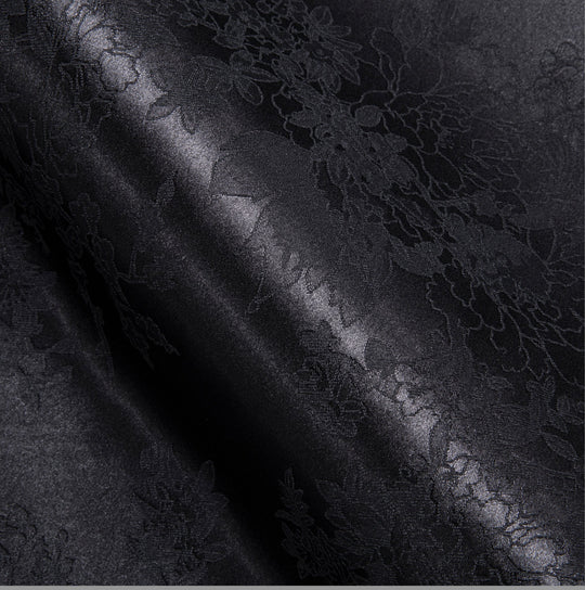 Simon.Von Casual Black Floral Silk Men's Long Sleeve Shirt-CY-0698 - SimonVon Shop