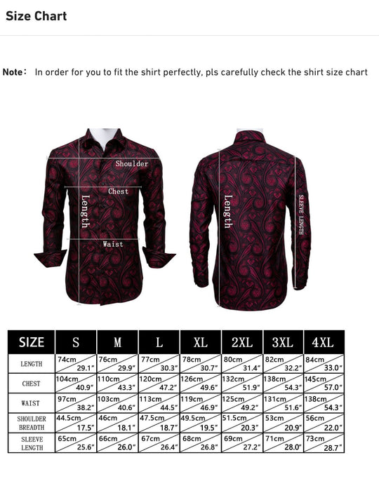 Simon.Von Casual Black Floral Silk Men's Long Sleeve Shirt-CY-0698 - SimonVon Shop