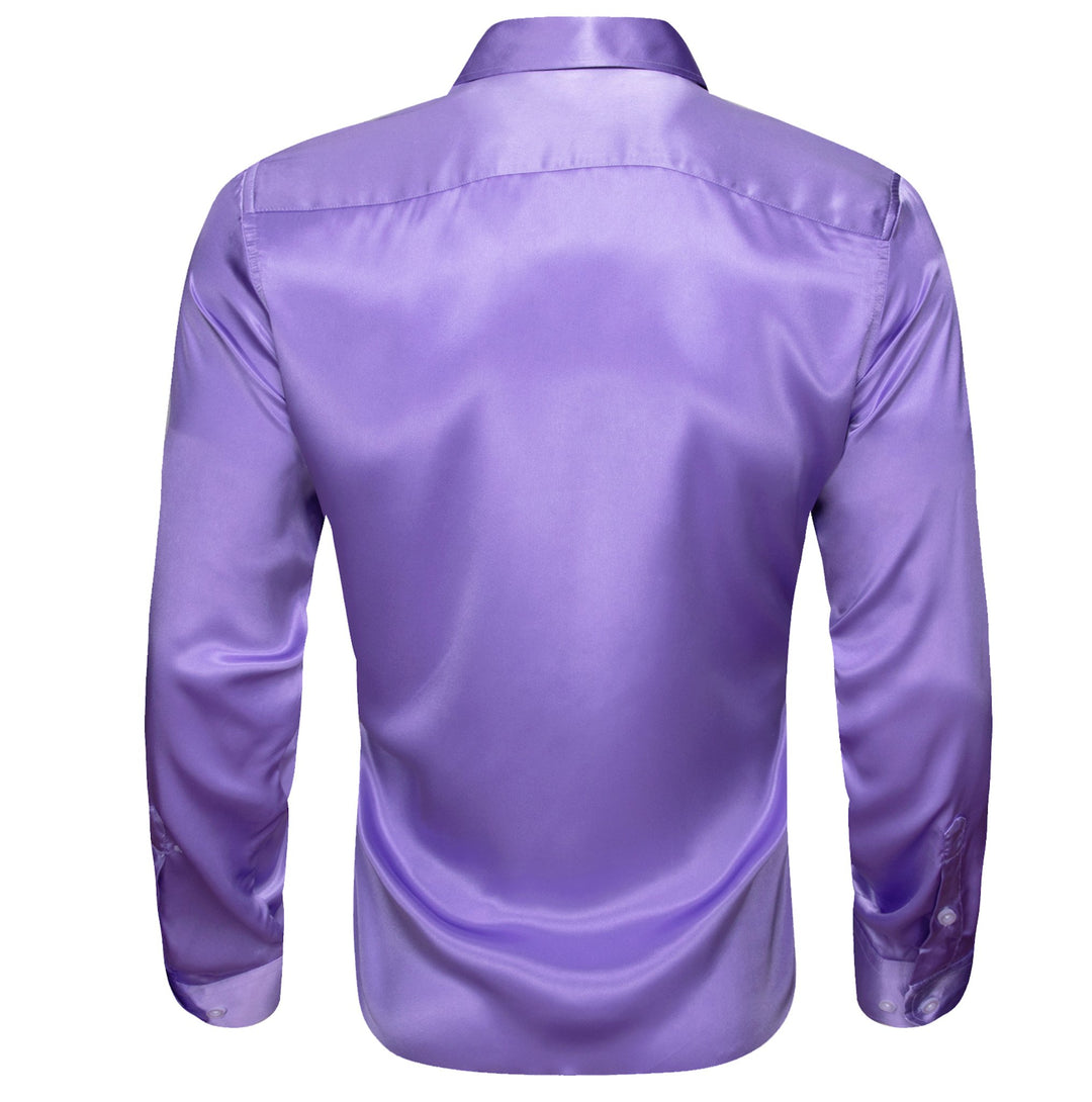 Simon.Von Casual Purple Solid Silk Men's Long Sleeve Shirt- CY-0517 - SimonVon Shop