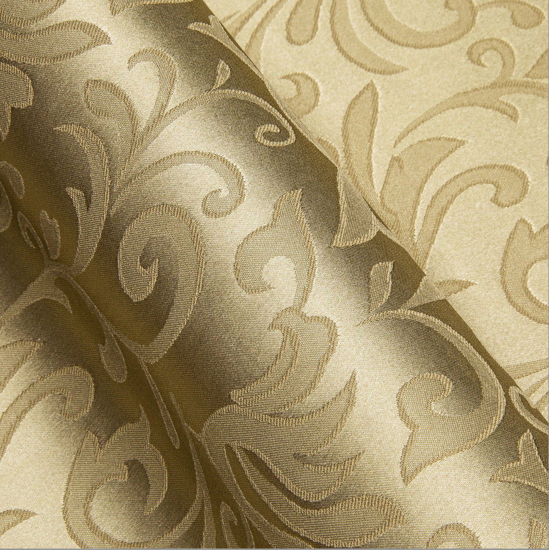 Simon.Von Champagne Gold Paisley Silk Men's Long Sleeve Shirt- CY-0689 - SimonVon Shop