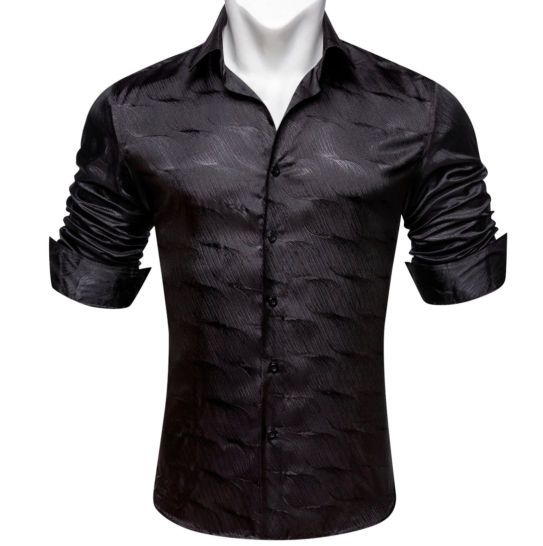 Simon.Von Classy Black Solid Silk Men's Shirt- CY-0678 - SimonVon Shop