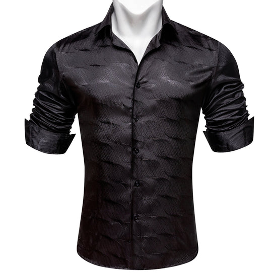 Simon.Von Classy Black Solid Silk Men's Shirt- CY-0678 - SimonVon Shop