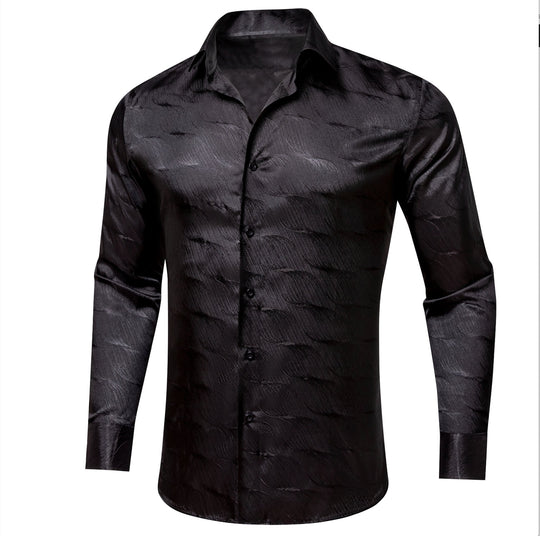 Simon.Von Classy Black Solid Silk Men's Shirt- CY-0678 - SimonVon Shop