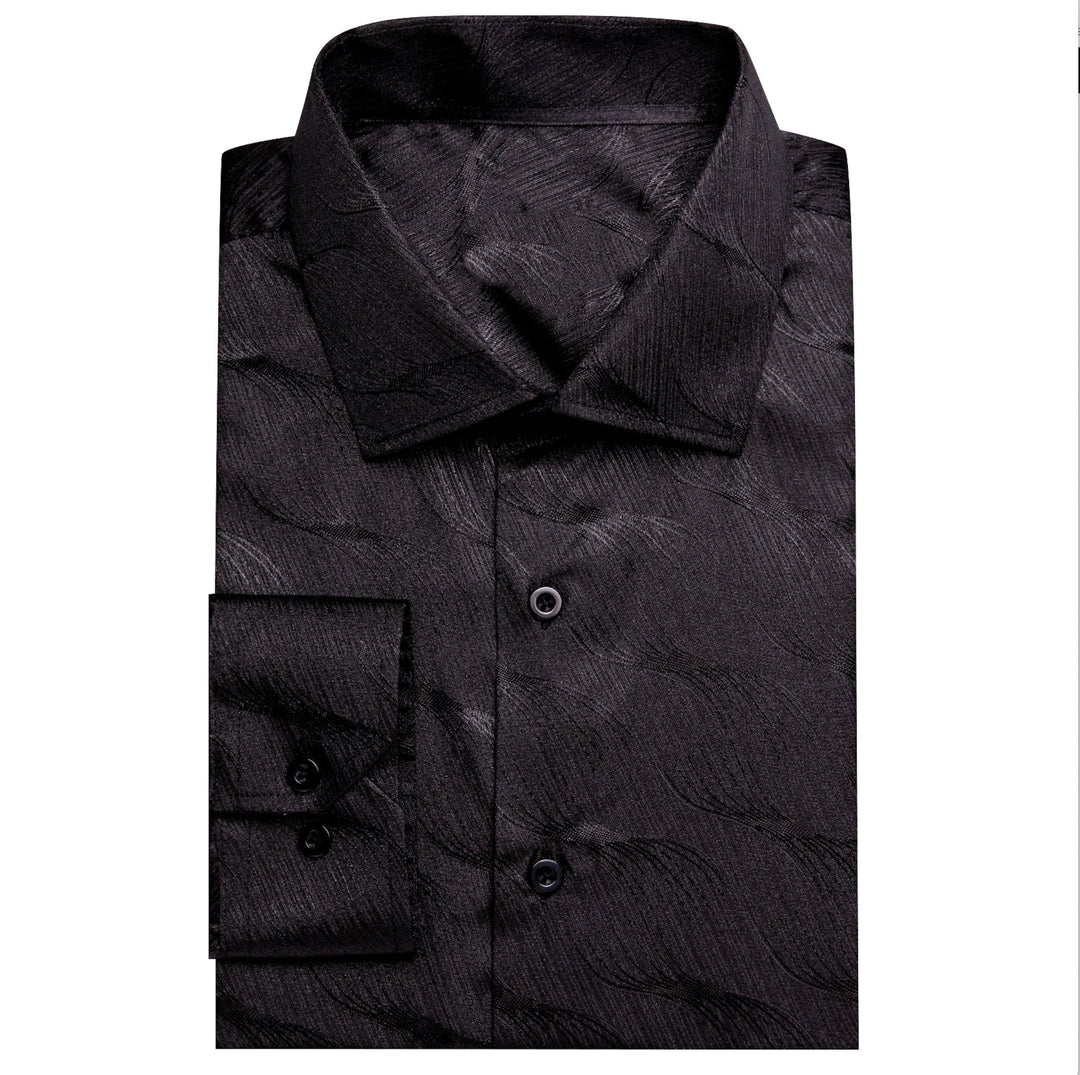 Simon.Von Classy Black Solid Silk Men's Shirt- CY-0678 - SimonVon Shop