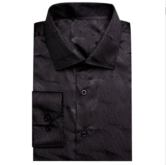 Simon.Von Classy Black Solid Silk Men's Shirt- CY-0678 - SimonVon Shop