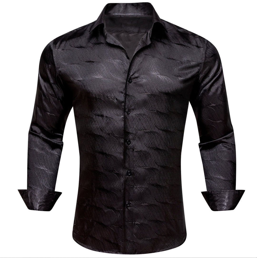 Simon.Von Classy Black Solid Silk Men's Shirt- CY-0678 - SimonVon Shop