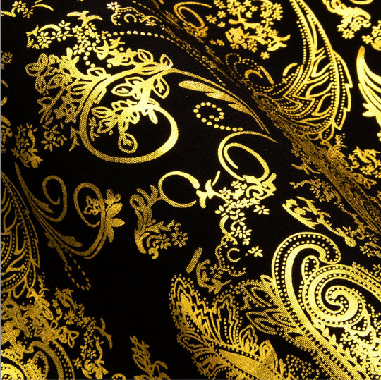 Simon.Von Classy Gold Black Paisley Silk Men's Shirt-CY-0590 - SimonVon Shop