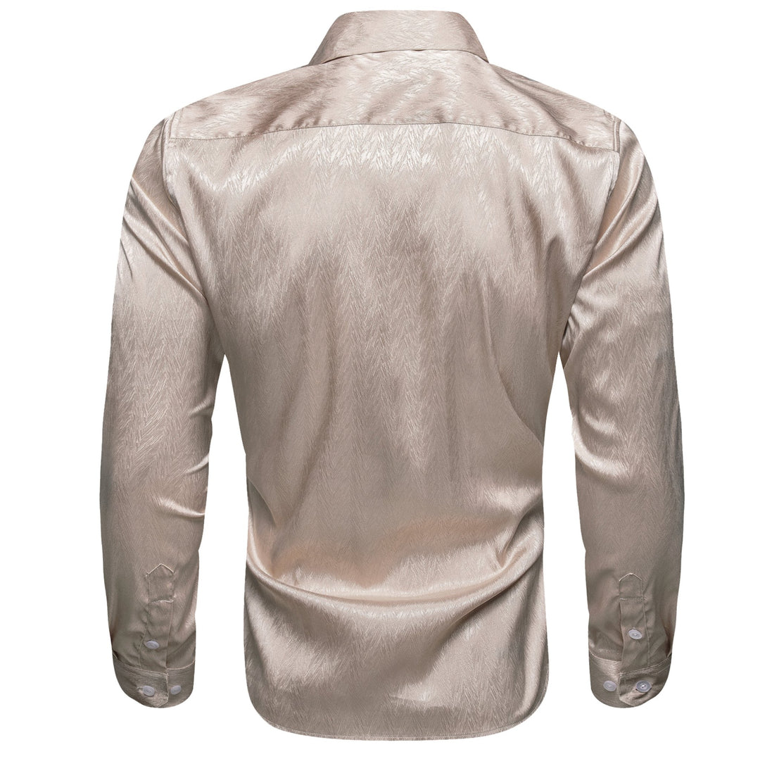 Simon.Von Fashion Champagne Solid Silk Shirt- CY-0671 - SimonVon Shop