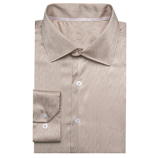 Simon.Von Fashion Champagne Solid Silk Shirt- CY-0671 - SimonVon Shop