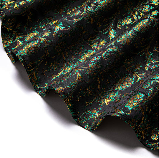 SIMON.VON GREEN GOLD FLORAL SILK MEN'S SHIRT- CY-9009 - SimonVon Shop