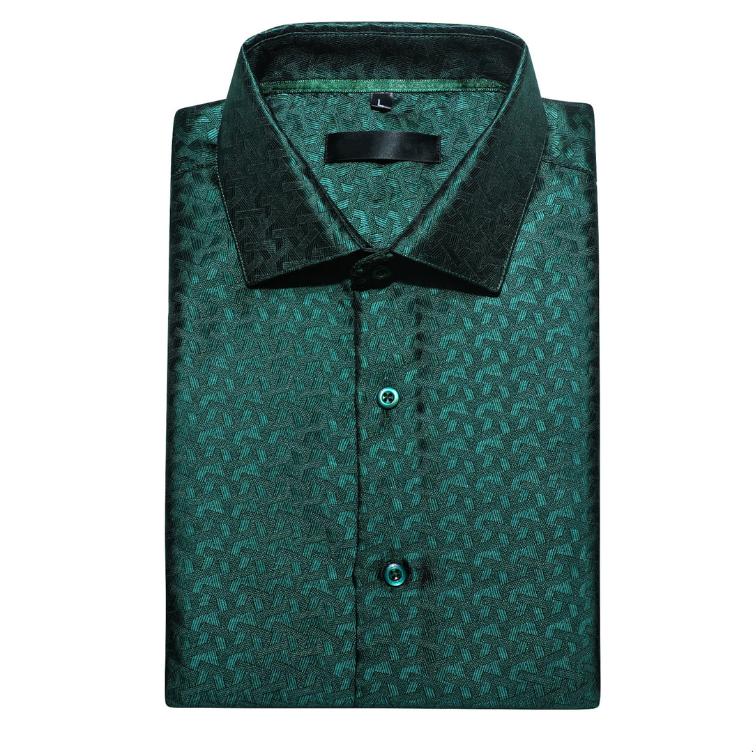 Simon.Von Green Lattice Silk Men's Shirt- CY-0433 - SimonVon Shop