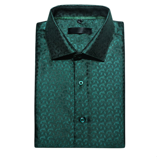 Simon.Von Green Lattice Silk Men's Shirt- CY-0433 - SimonVon Shop