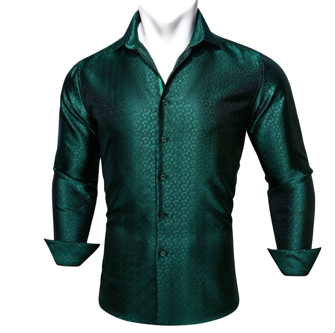Simon.Von Green Lattice Silk Men's Shirt- CY-0433 - SimonVon Shop