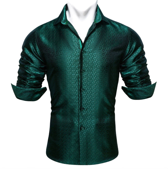 Simon.Von Green Lattice Silk Men's Shirt- CY-0433 - SimonVon Shop