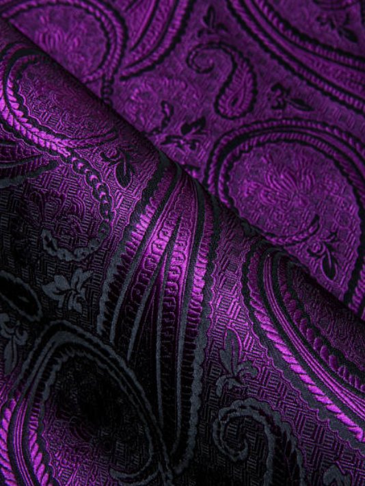 SimonVon New Purple Silk Paisley Tribal Long Sleeve Daily Slim-fit Men's Shirt CY-0037 - SimonVon Shop