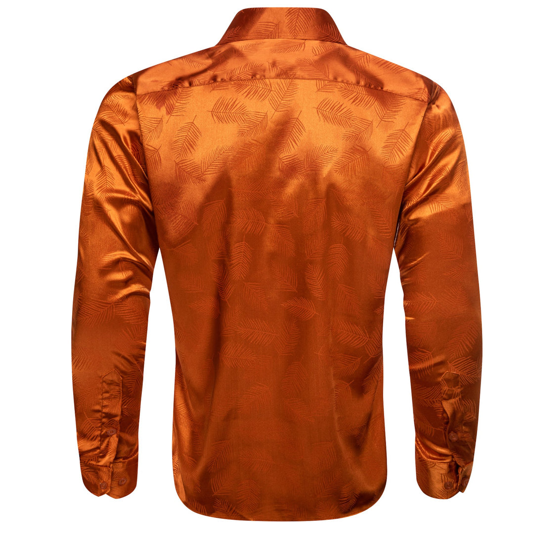 Simon.Von Orange Feather Silk Men's Shirt-0691 - SimonVon Shop