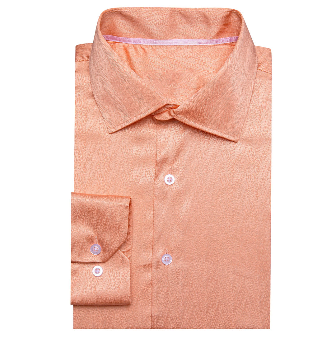 Simon.Von Pale Orange Solid Silk Men's Shirt-CY-0669 - SimonVon Shop