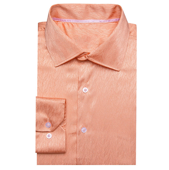 Simon.Von Pale Orange Solid Silk Men's Shirt-CY-0669 - SimonVon Shop