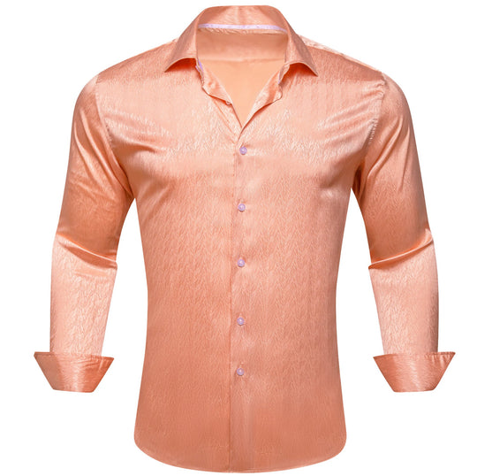 Simon.Von Pale Orange Solid Silk Men's Shirt-CY-0669 - SimonVon Shop
