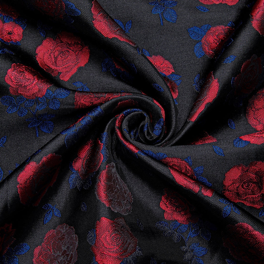 SIMON.VON RED BLUE FLORAL SILK MEN'S SHIRT- CY-2015 - SimonVon Shop