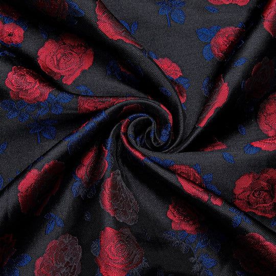 SIMON.VON RED BLUE FLORAL SILK MEN'S SHIRT- CY-2015 - SimonVon Shop