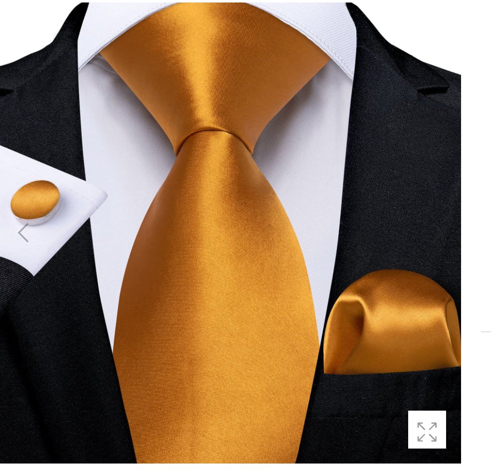 Simon.Von Silk Tie Shining Pure Gold Solid Mens Formal Dress Tie Handkerchief Cufflinks Set - N-5265 - SimonVon Shop