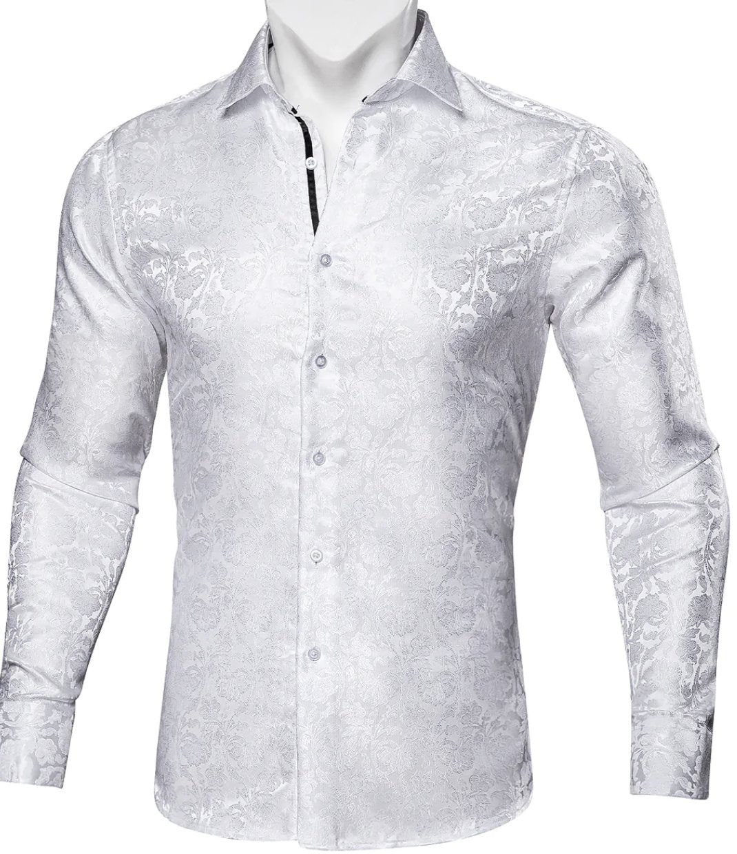 SimonVon White Paisley Silk Men's Shirt- CY 0059 - SimonVon Shop