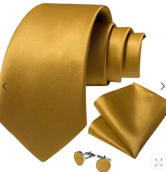 Simon.Von Yellow Novelty Men's Tie Pocket Square Cufflinks Set - N-5719 - SimonVon Shop