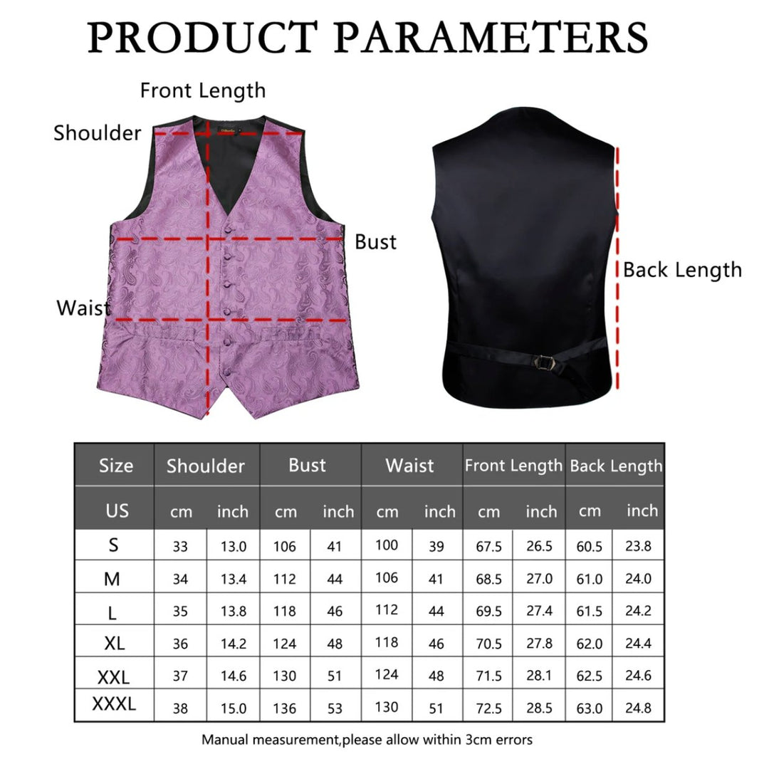 SLIVER PURPLE PAISLEY JACQUARD SILK WAISTCOAT VEST HANDKERCHIEF CUFFLINKS BOW-TIE VEST SET-MJ-0111 - SimonVon Shop