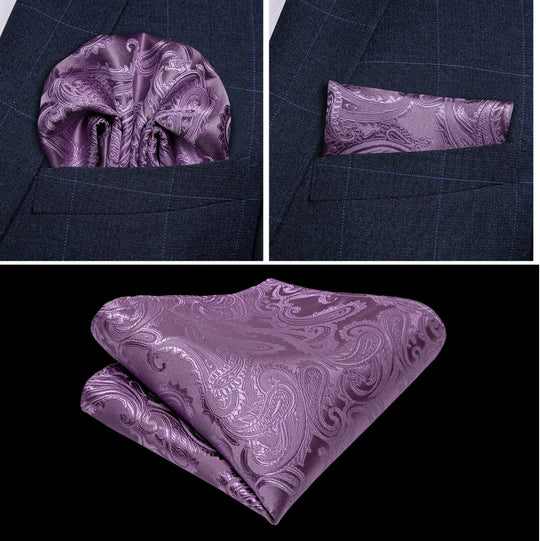 SLIVER PURPLE PAISLEY JACQUARD SILK WAISTCOAT VEST HANDKERCHIEF CUFFLINKS BOW-TIE VEST SET-MJ-0111 - SimonVon Shop