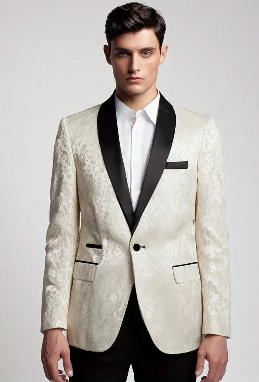Stylish Jacquard Shawl Lapel Blazer for Men -XT208592 - SimonVon Shop