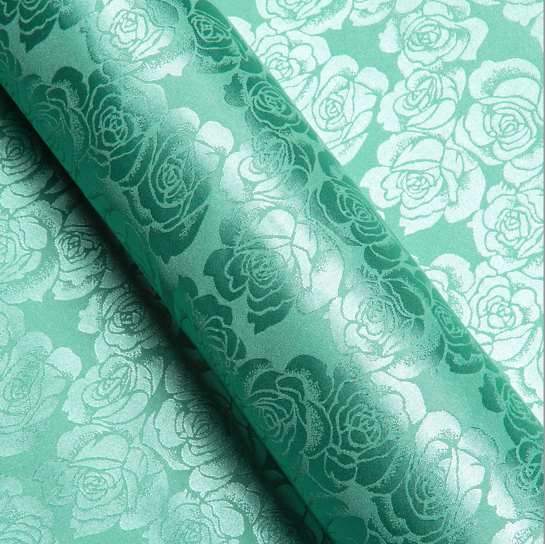 Turquoise Green Floral Silk Men's Shirt- CY-0674 - SimonVon Shop