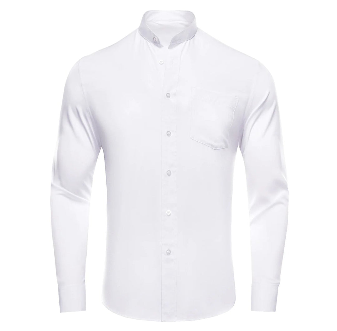 White Solid Men's Long Sleeve Dress Shirt- CY-1309 - SimonVon Shop