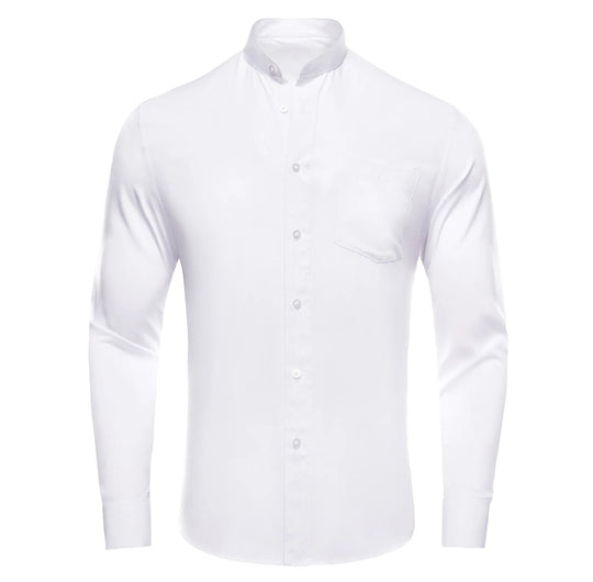 White Solid Men's Long Sleeve Dress Shirt- CY-1309 - SimonVon Shop