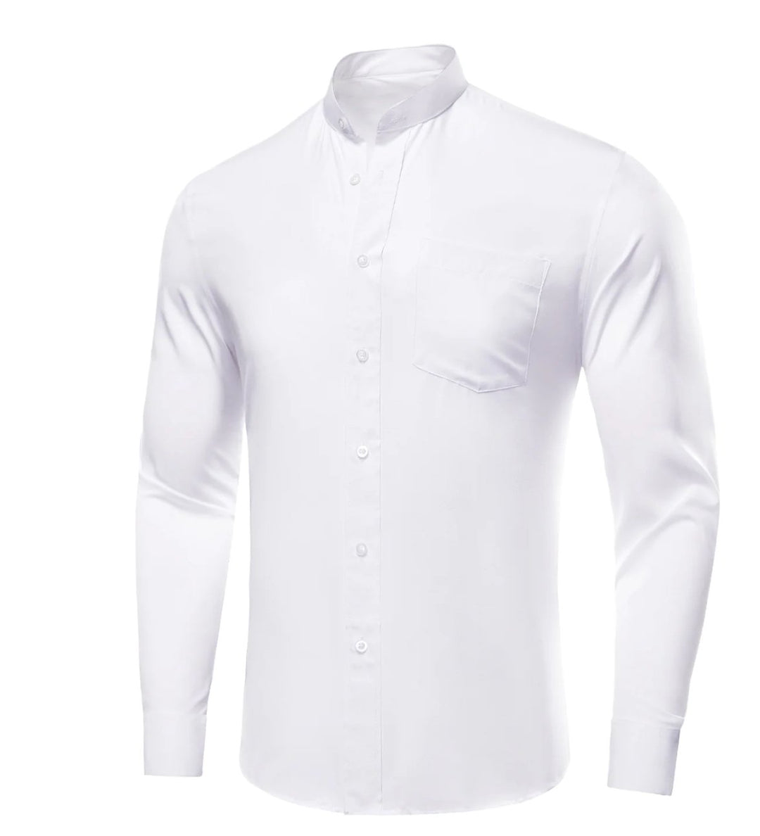 White Solid Men's Long Sleeve Dress Shirt- CY-1309 - SimonVon Shop