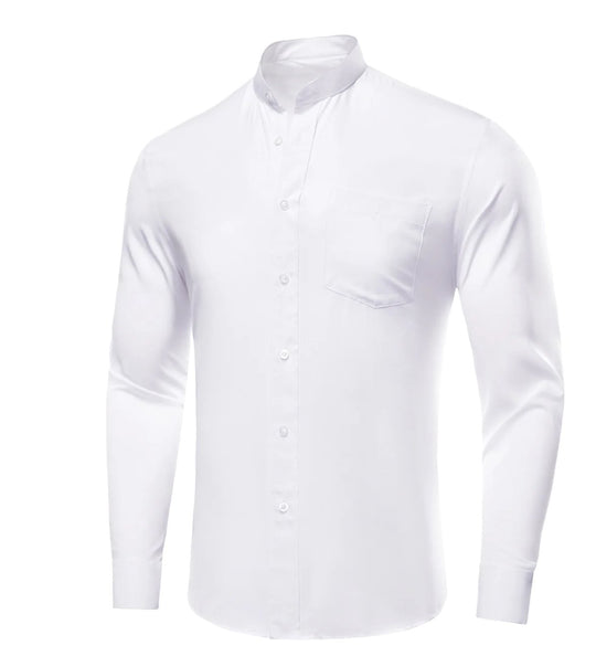 White Solid Men's Long Sleeve Dress Shirt- CY-1309 - SimonVon Shop