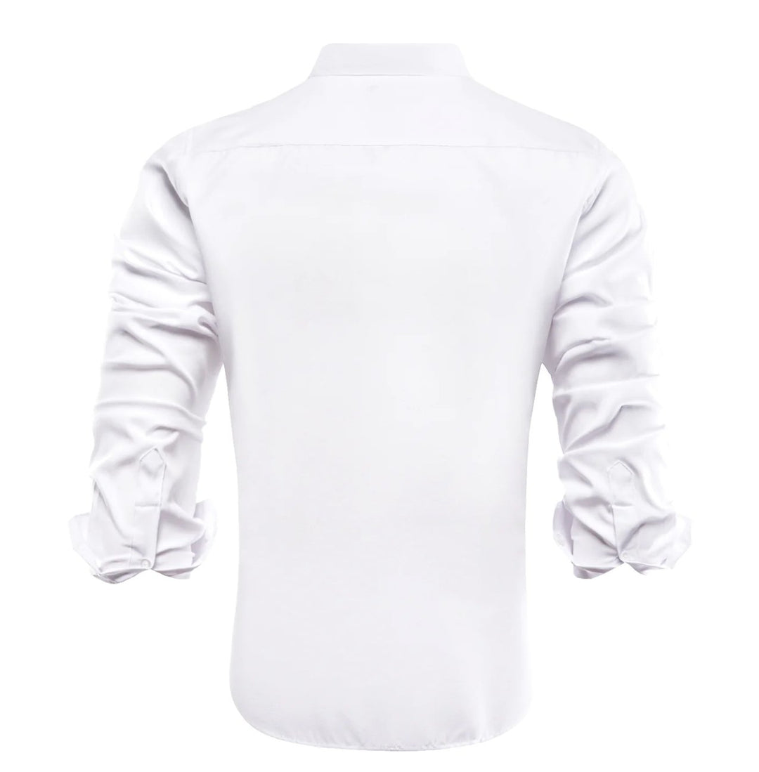 White Solid Men's Long Sleeve Dress Shirt- CY-1309 - SimonVon Shop
