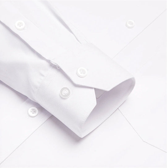 White Solid Men's Long Sleeve Dress Shirt- CY-1309 - SimonVon Shop