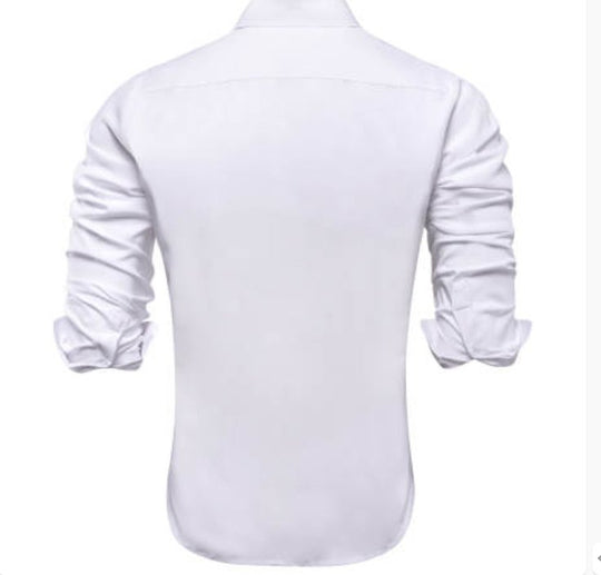 Wrinkle-Free White Long Sleeve Casual Button Down Shirt- CY-1053 - SimonVon Shop